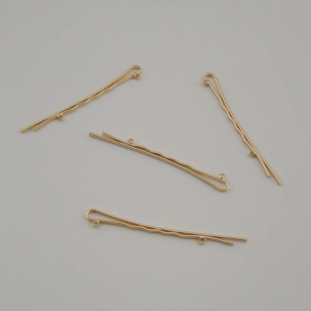 50PCS 6.5cm Plain Metal Bobby Pin with One Hang Hole Hair Slide Hairpins with Two holes Three holes for DIY Hair Accessories
