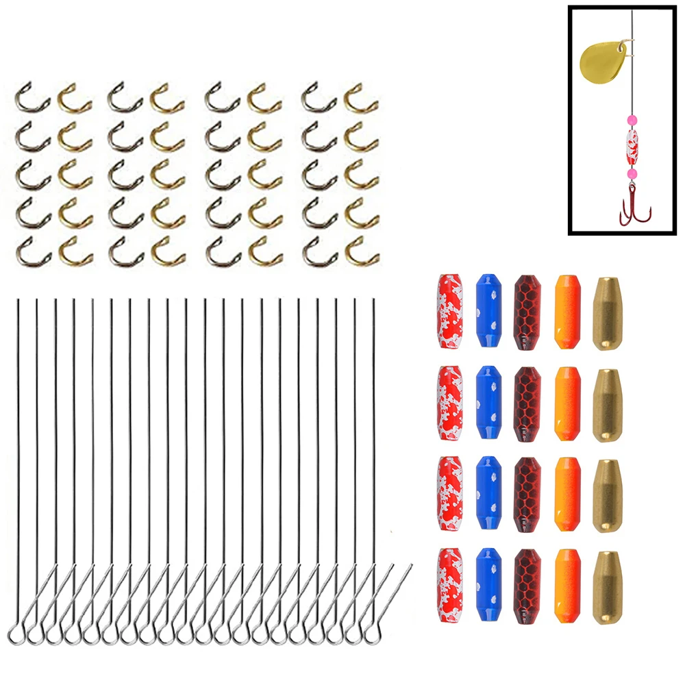 Fishing Spoon Blades steel wires Fishing Clevis Easy Spin Brass Sinker Spinnerbait Bass Jig fishing accessories 80Pcs