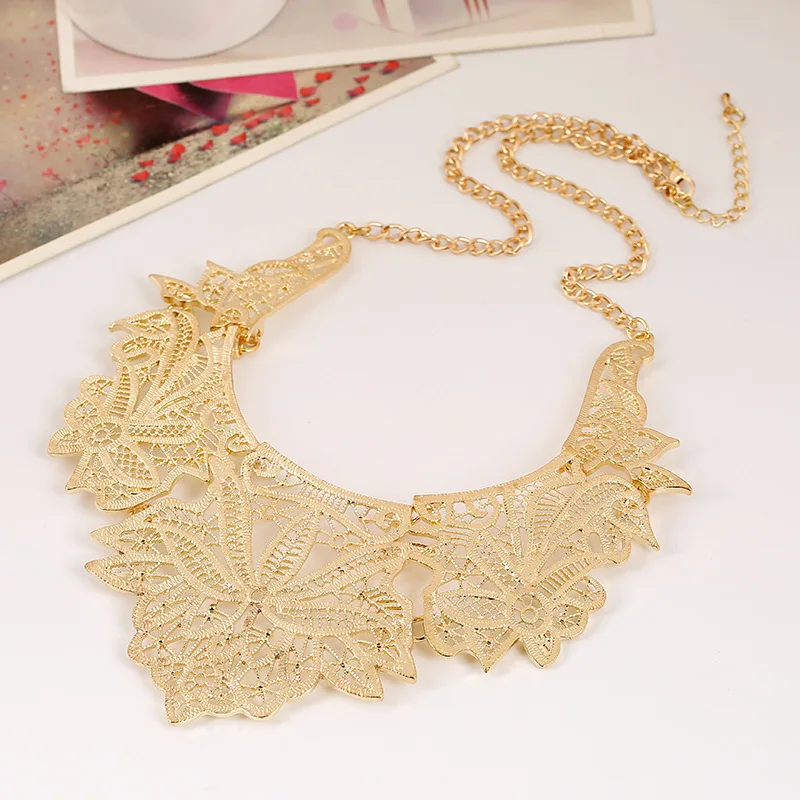 LZHLQ старинный полый цветок ожерелье s металлический бренд свитер ожерелье для женщин Элегантный кулон ключицы ювелирные изделия Chian заявление