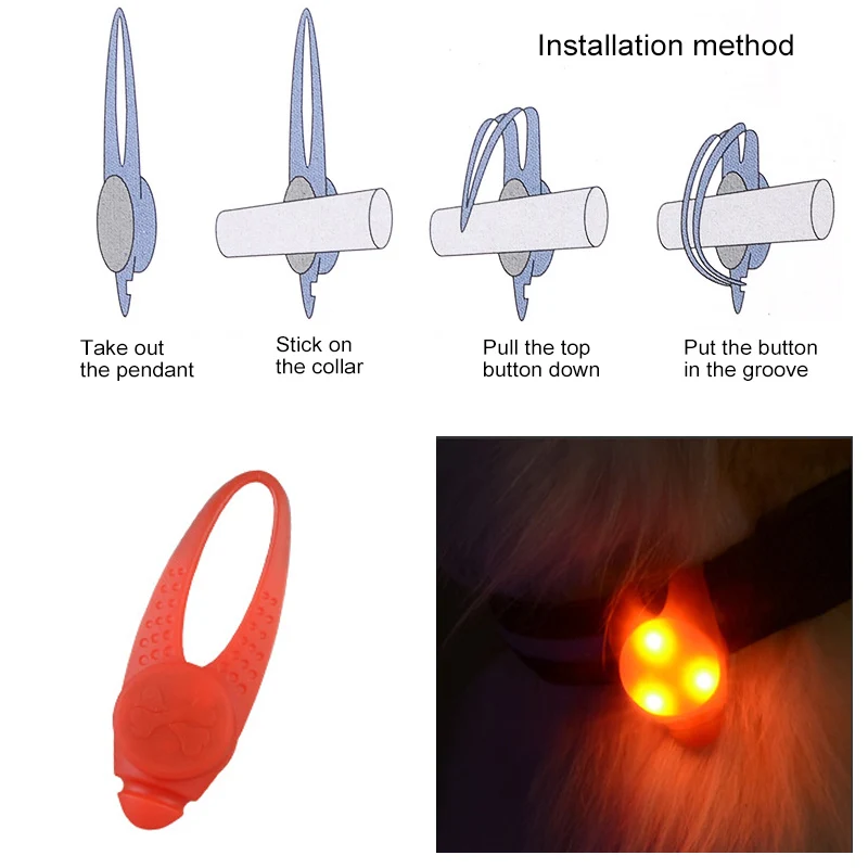 Safety Necklace Luminous Blinking Collar Dog LED Lamp Collars 1Pc Silicone Dog Harness Collar Glowing Pendant 8*2.5cm