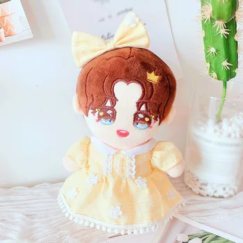

Yellow checked pearl dress 20cm suit 20cm doll dress Exo Pea Star doll clothes skirt