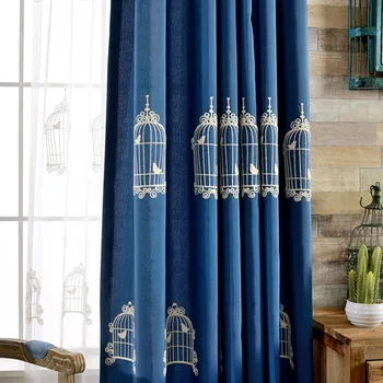 

Cotton Linen Embroidery Embroidered Korean Style Cartoon Minimalist Modern Curtains Living Room Bedroom Curtains Fabric