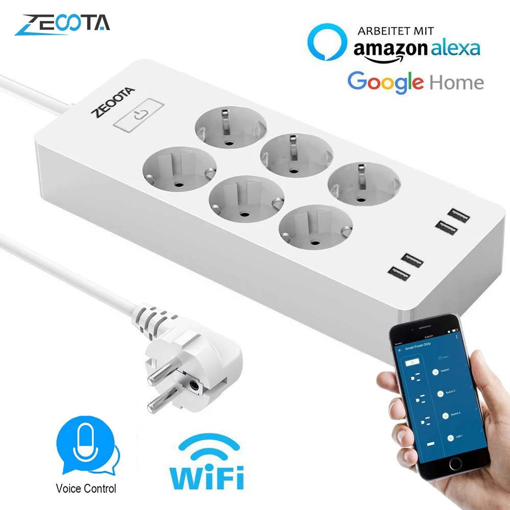 WiFi Smart Power Strip 4 USB /& 4 AC Outlets Works With Alexa Google Home