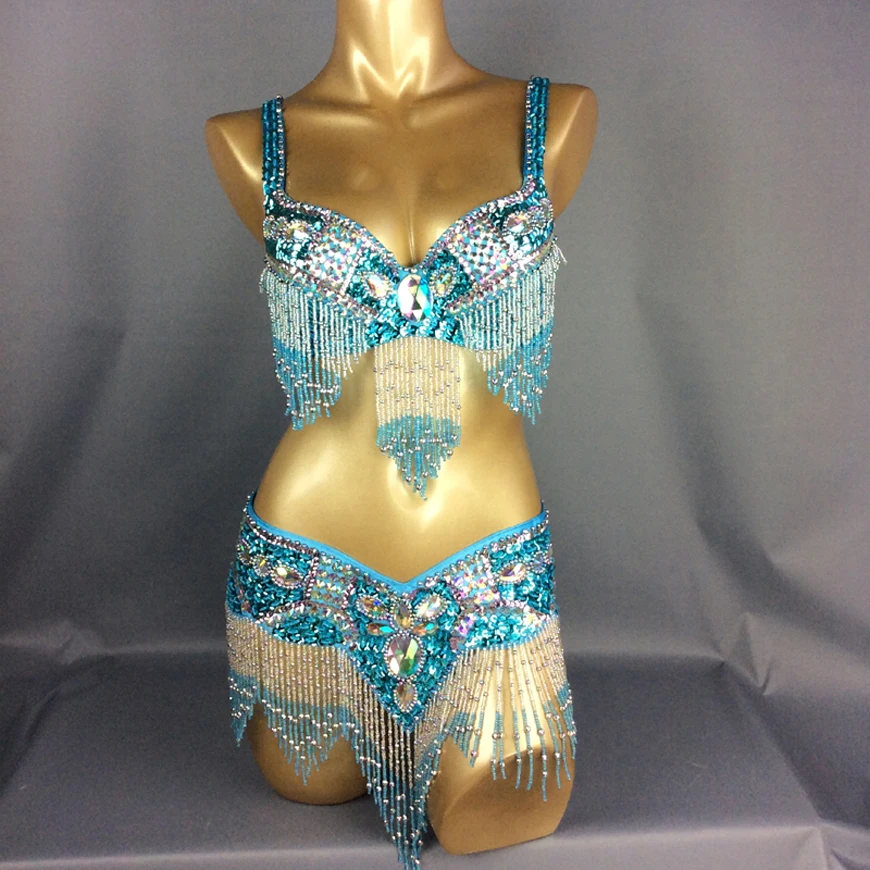 Sexy girl belly dance costume wear Bar + Belt 2pc set 11 colors ladies bellydancing costumes bellydance clothes
