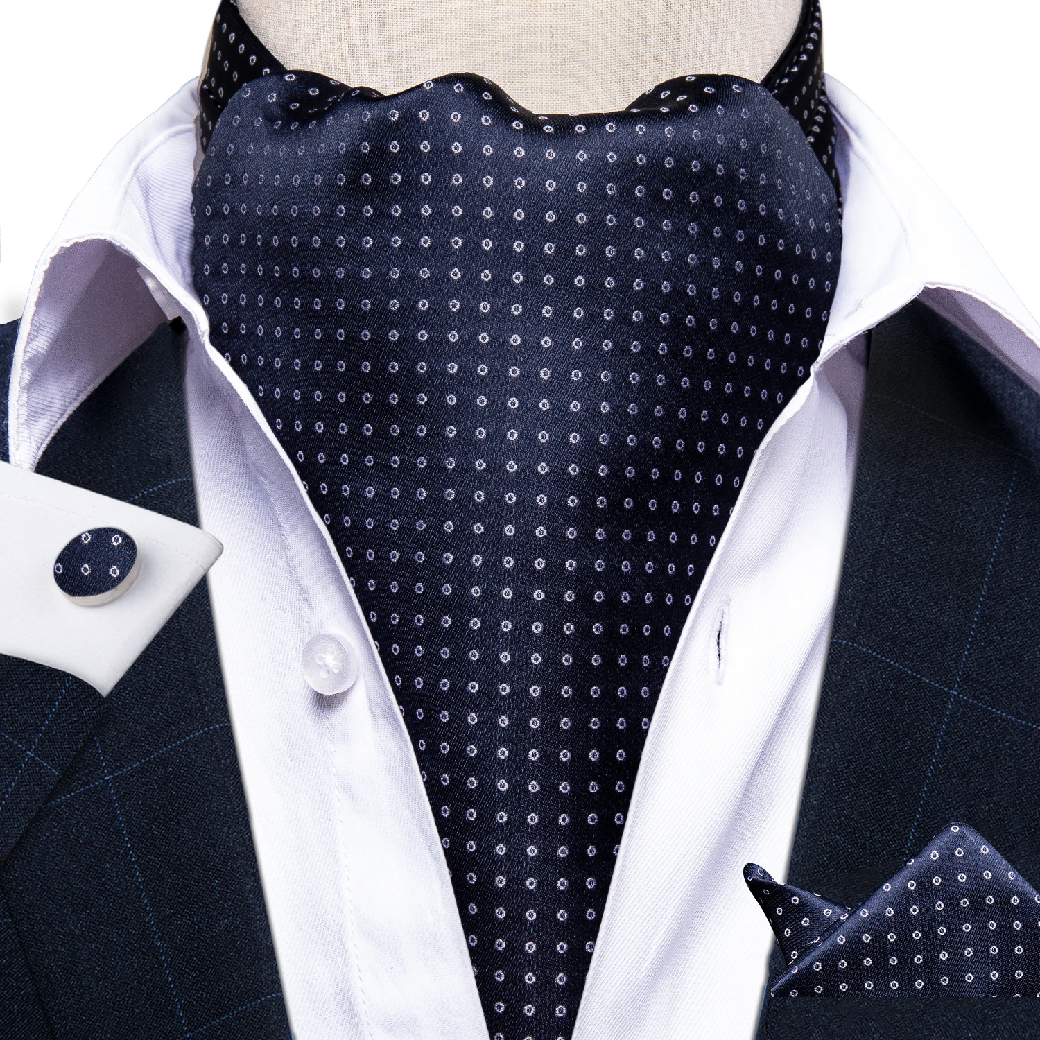 Mens Under Shirt Ascot Cravat Purple /& Navy Check