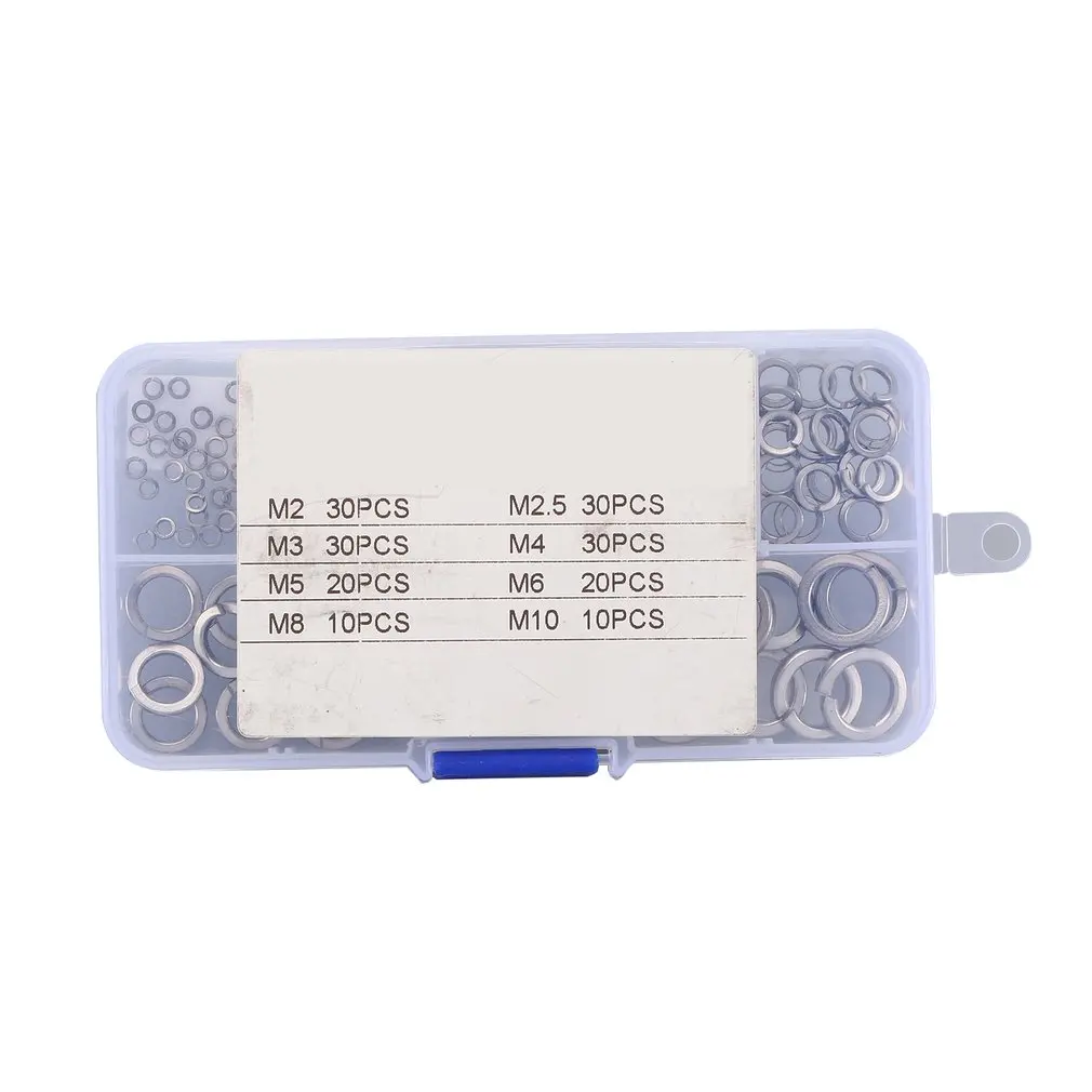 180 шт./компл. M2 M2.5 M3 M4 M5 M6 M8 M10 304 Нержавеющая сталь ракушками Pad пружинная Стопорная шайба упругой прокладкой