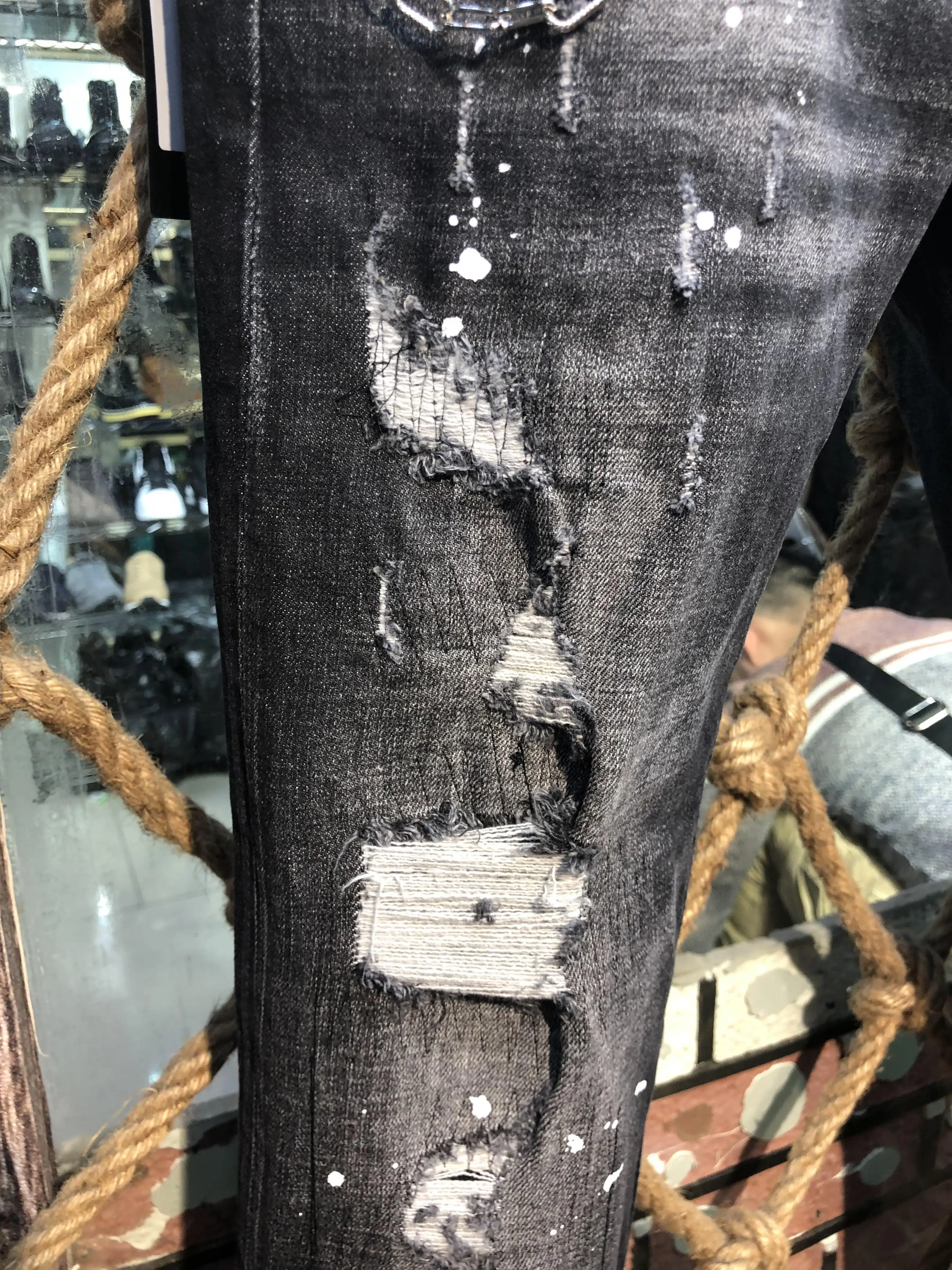 DSENQI NEW Men Jeans Ripped for DSQ Jeans Pants Men Jeans Outwear Man Pants 9603
