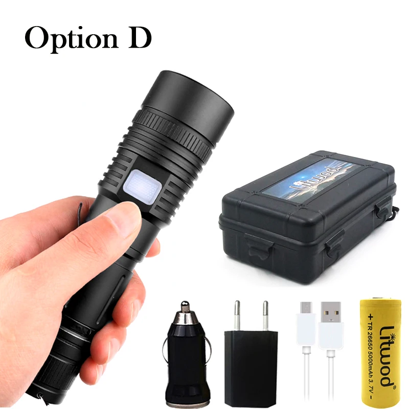 Option D Yunmai 4000лм xhp70.2& xhp50 самый мощный светодиодный светильник 26650 usb фонарь 18650 охотничий Фонарь ручной светильник - Испускаемый цвет: Option D