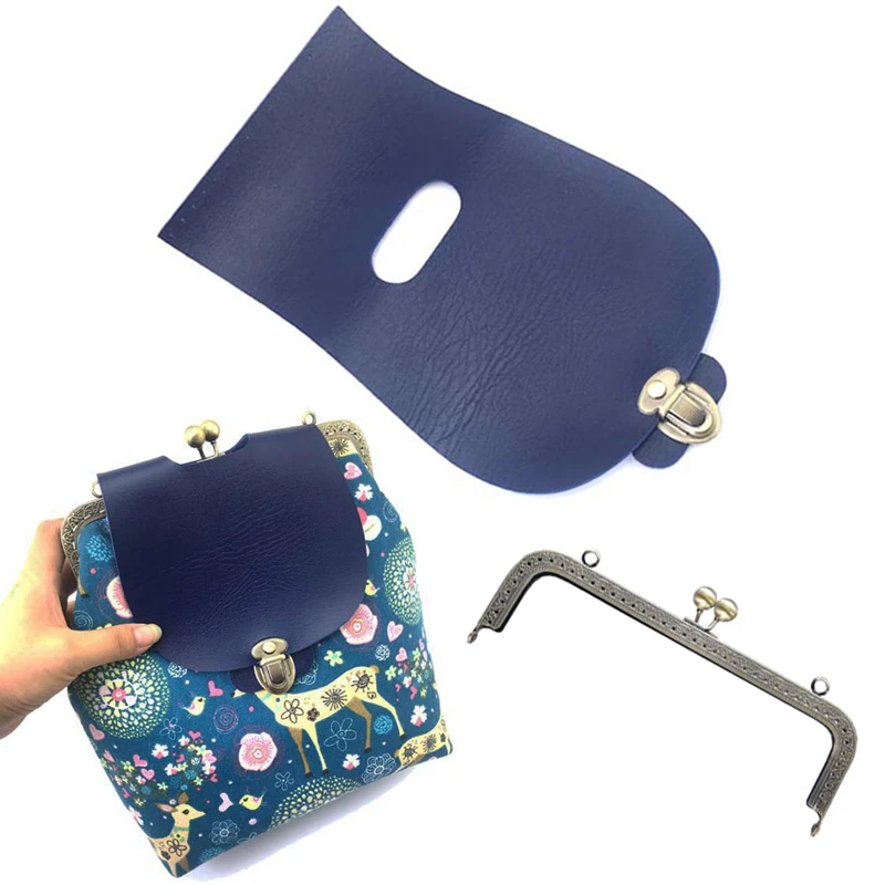Shoulder Bag Flap Cover With Metal Purse Frame Handle for Women Handmade Handbag Accessories for DIY Bag Package 3PCS Sets