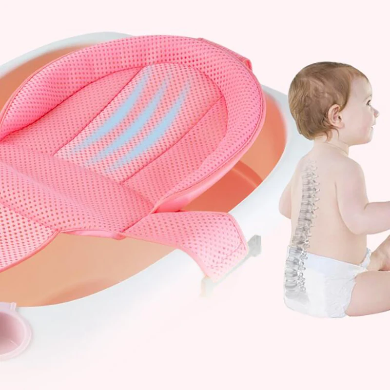 Baby Shower Bath Tub Pad Non-Slip Bathtub Seat Support Mat Newborn Safety Security Bath Support Cushion Foldable Soft Pillow