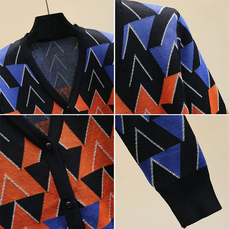 Мода Argyle вязаный кардиган куртка Женский Свободный корейский ленивый стиль длинный рукав свитера женские тонкие вязаные кардиганы пальто