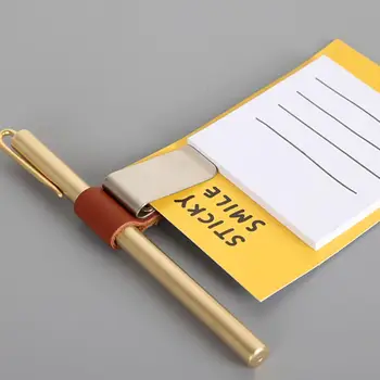 

Stainless Steel Handmade Leather Brass Clips Stainless Office Clip School Folder Holder Journal Pen Notebook Supply Steel P B0V4