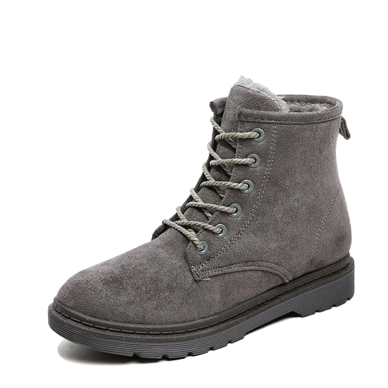 E TOY WORD Women Snow Boots Classic Suede winter Female boots Fashion boots Warm Plush Women ankle Boots Lace Up Women Shoes