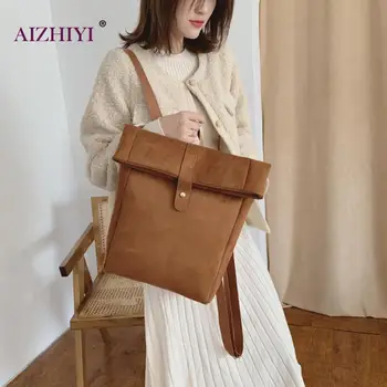 

2019 New Fashion Women Simple Retro Suede Backpack Female Solid Color Casual Travel School Shoulder Bag