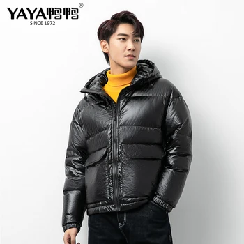 

YAYA New Winter Men's Duck Down Jacket Plus Size Hooded Short Down Coat Waterproof Windproof Comfortable Warm Outerwear