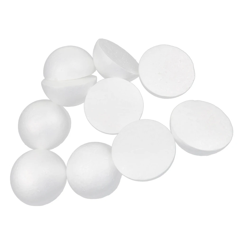 10 White Modelling Craft Polystyrene Foam Balls Hemispheres Decorative Ball