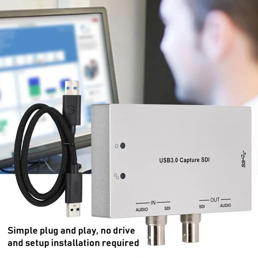 SDI до USB3.0 карта видеозахвата для прямого потокового вещания поддержка аналогового стерео аудио входа