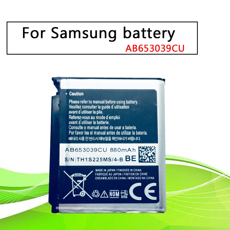 Для samsung запасная батарея AB653039CE AB653039CU для samsung S7330 F609 E958 U900 U800E аутентичная батарея телефона 880mAh