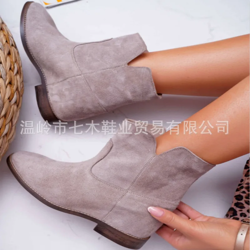 

Boots Women's 2019 New Style Women's Retro Boots Low Heel Rub Color Women's Boots Europe And America Martin Boots
