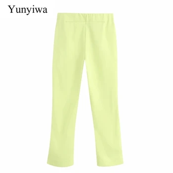 

New 2020 Women fashion solid color flare pants chic office lady elastic waist casual slim pantalones mujer trousers P865