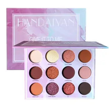 

HANDAIYAN 12 Colors Marble Glitter Matte Eyeshadow Palette Makeup Glitter Smoky Eyeshadow Palette Waterproof Cosmetics TSLM1