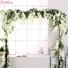 Staraise 2 м искусственный цветок, белый, розовый, фиолетовый Шелковый цветок, зеленый цветок с листьями для домашнего декора, свадебная подвесная гирлянда, товары