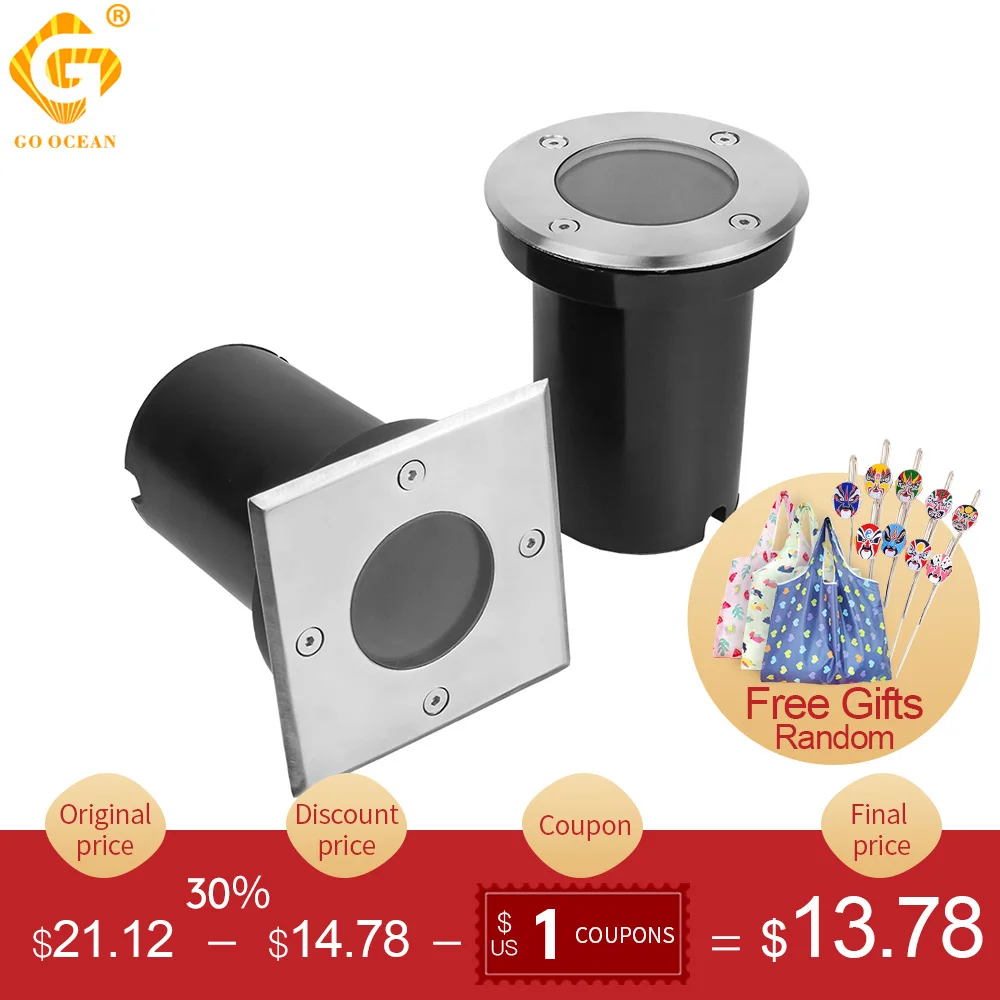 LED In-ground Light 12V 85-265V Buried Lights GU10 MR16 Waterproof Outdoor Recessed Spot Ground Lamp Underground Floor Lamps