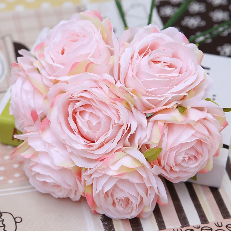 

9cm9 layer 9 color rose head high-grade artificial flower fake flower wedding home decoration
