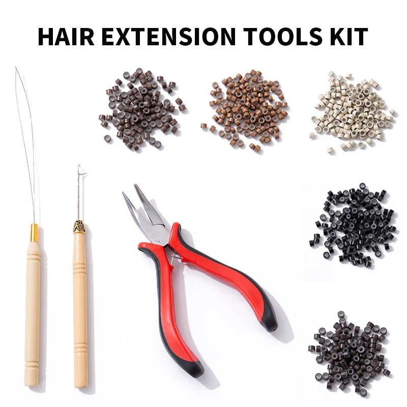 Hair Extension Tools Kit Plier Pulling Hook Bead Device Tool Kits 