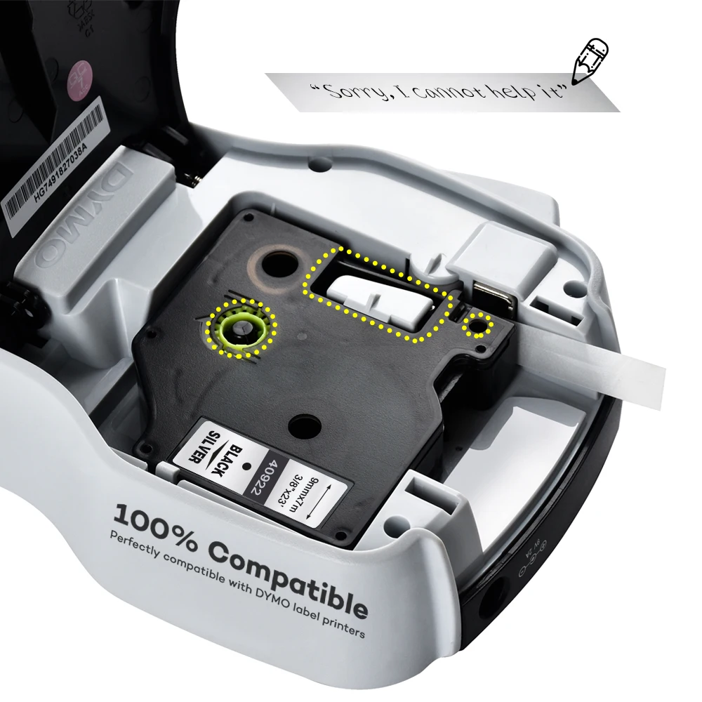 Yance 40922 검정색 라벨 테이프 호환 Dymo D1 라벨 프린터 DYMO LM160 LM280 DYMO PNP 용 9mm 라벨 메이커 테이프