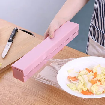 

1Pcs 31.7*5*4.7cm Simple Style Storage Holder Preservative Film Cutters Kitchen Accessories Plastic Wrap Dispenser Portable