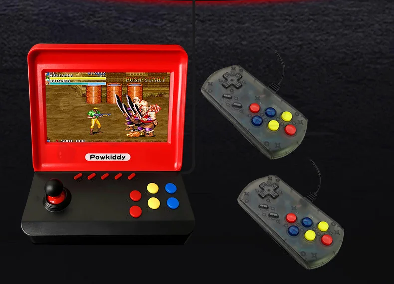 Игровая приставка Powkiddy A9, видеоигра, Классический ретро плеер, 7,0 дюймов, HD экран с 3000 играми с двумя геймпадами, поддержка TF карты - Цвет: red black