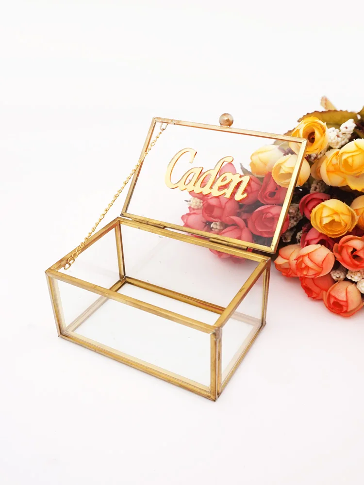 Description Picture 5 of item6pcs Personalized Baby Name Tags Custom Wedding Signs Party Place Cards Brand Acrylic Mirror Box Table Decor Kid's Baptism Gifts