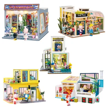 

Robotime Miniature Dolls House Cute Teddy House Furniture Toys DIY Assembly Puzzle Game Toys Home Model Building Kits Gift