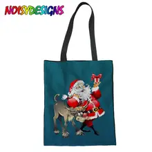 Дорожная складная сумка для хранения с принтом "Олени", экологичные льняные сумки для покупок, многоразовые женские сумки через плечо