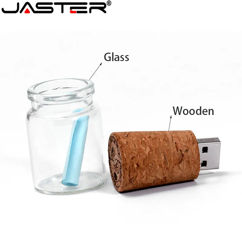 JASTER деревянная пробка дрейфующая Бутылка usb2.0 флеш-накопитель 4 GB/8 GB/16 GB/32 GB/64 GB Желая бутылка, свадебный подарок, логотип покупателя