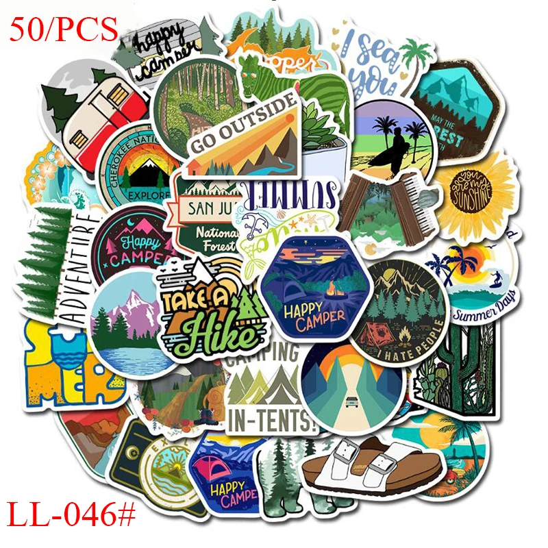 LL-046# 50/pcs Outdoor adventure tourism PVC sticker Personalized graffiti Bike Phone Sliding Plate Graffiti Styling | Дом и сад