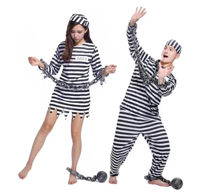 Карнавальвечерние костюм заключенного на Хэллоуин для мужчин женщин детей