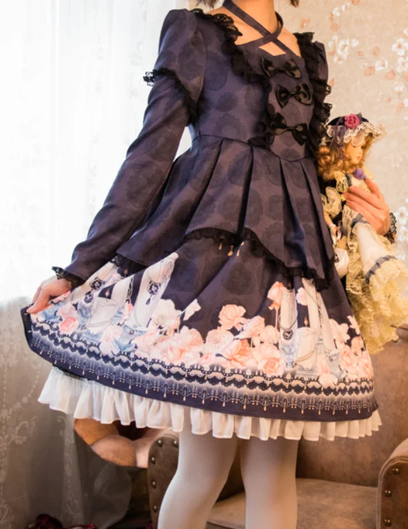 Платье принцессы с оборками и бантом; милое платье в стиле Лолиты; Vestidos; студенческий стиль; средняя талия; милое платье для девочек; кружевное платье - Цвет: op