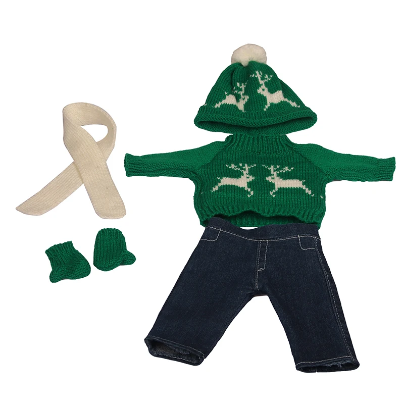 43 Cm Baby New Born Doll Clothes Wool Cute Santa Claus, Tree, Elk Christmas Clothes Suit For American 18 Inch Girl Doll Toy Gift