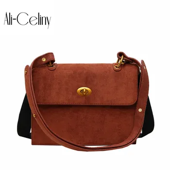 

Baggage Girls 2019 Korean Version 100-handed simple hand-held oblique Bag Fashion retro lock small square bag tide