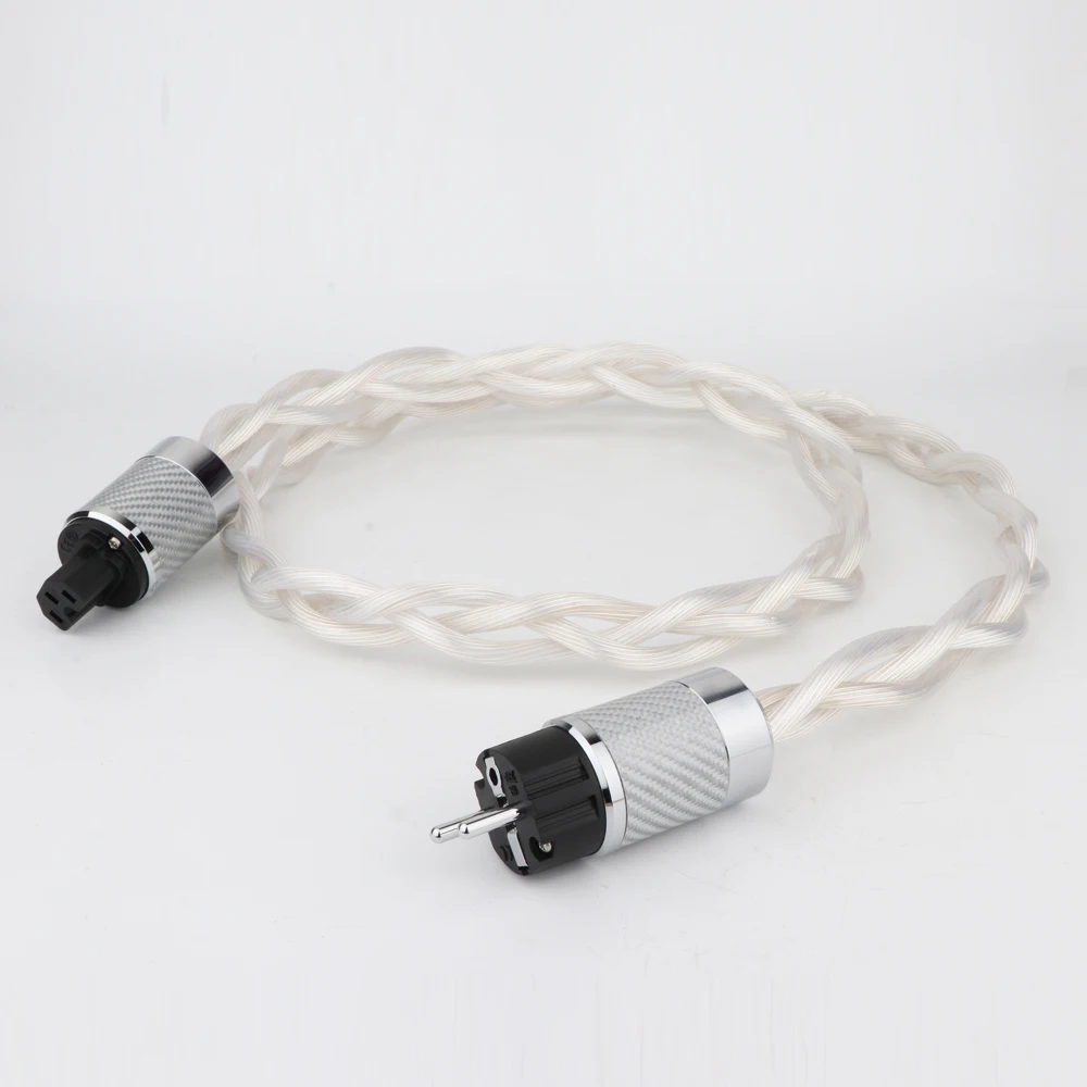 5n Occ Single Crystal Us &amp Eu Ac Audiophile Audio Amplifier Dac Filter Hifi Silver Power Cable Carbon Fiber Rhodium Plating Plug |