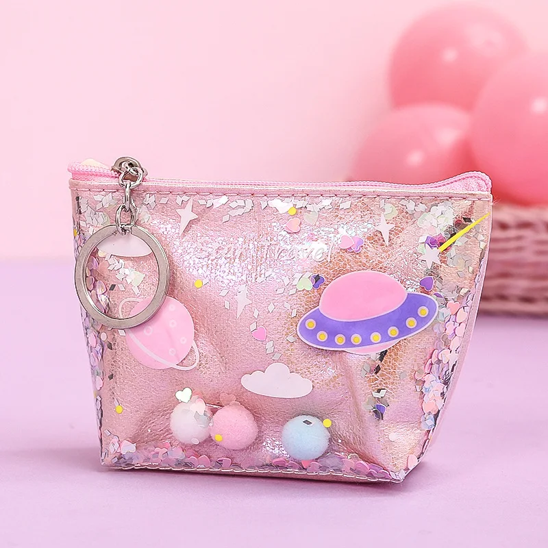 XZXBBAG Блестящий Kawaii маленький кошелек для монет женские водонепроницаемые косметички простота Девушки изменить кошелек мешочек для мелочи на замочке маленькая сумка - Цвет: Pink - Small