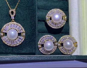 

wholesale 2set/ljots diamond pearl party bride lady's necklace earings set Luxurious 38ff