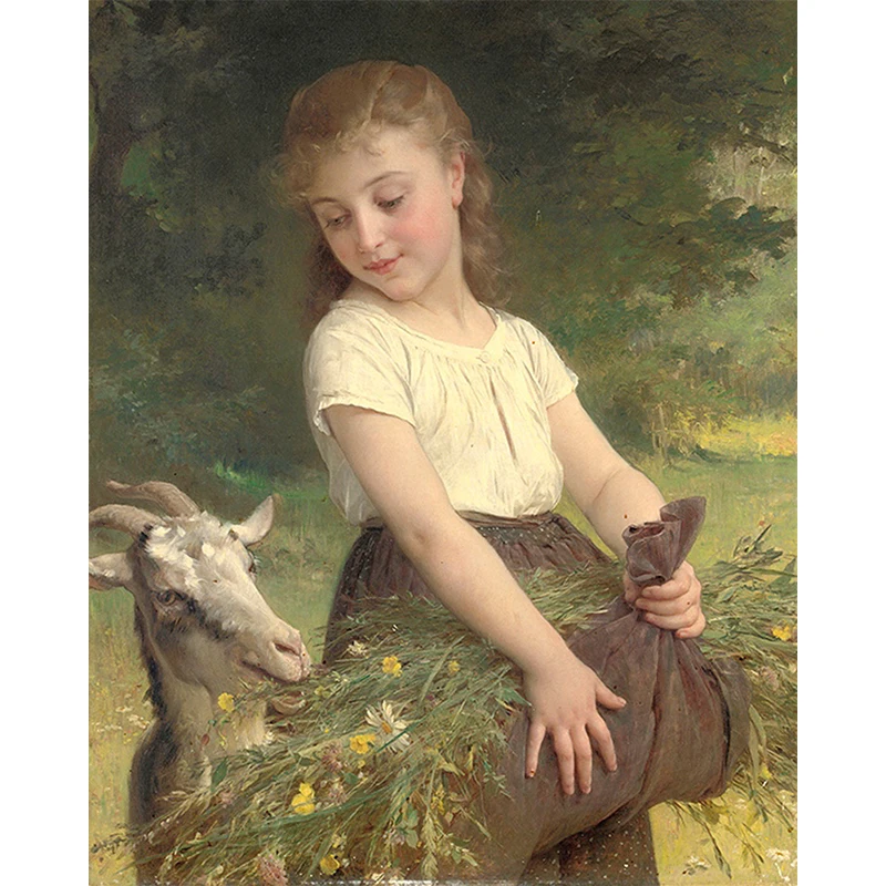 5D полноразмерная алмазная живопись своими руками животное Коза и девушка