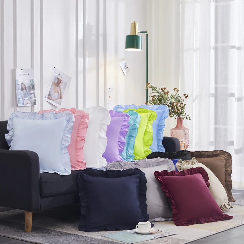 (HANYUE)The New Style Of Pure Color Frilly Wool Pillow Is Available In A Variety Of Colors outdoor seat cushions