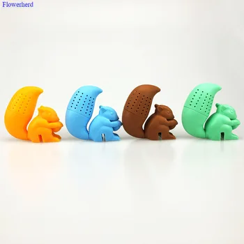 

European Squirrel Silicone Tea Maker Cute Animal Tea Leak Squirrel Kung Fu Tea Set Tea Container Gift for Tea Lover