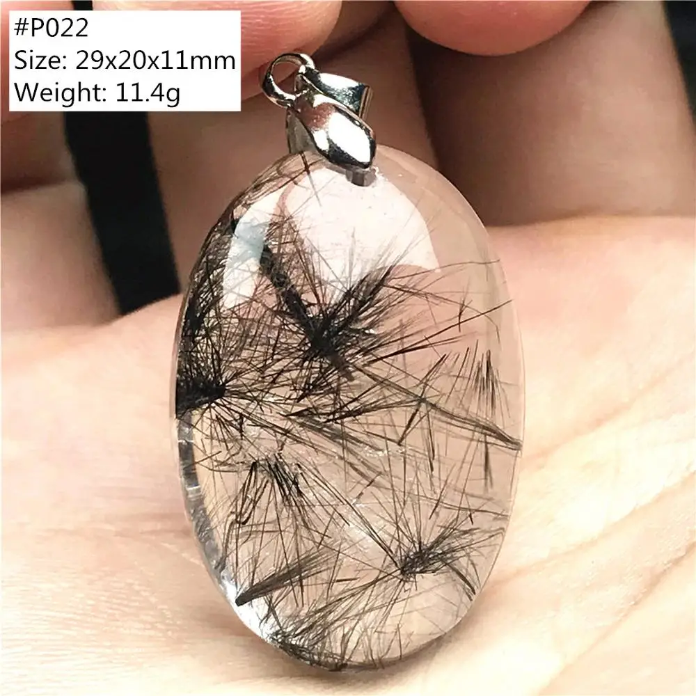 

Necklace Pendant Natural Brazil Black Rutilated Jewelry For Woman Man Wealth Lucky Crystal Beads Silver Energy Gemstone AAAAA