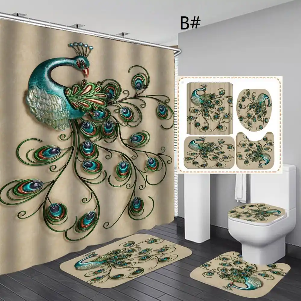 4pcs Set Waterproof Peacock Bathroom Carpet Bath Shower Toilet Seat Curtain Bathroom Absorbent Non Slip Floor Mat Home Lving Shower Curtains Aliexpress 4pcs Set Waterproof Peacock Bathroom Carpet Bath Shower Toilet Seat Curtain Bathroom Absorbent Non Slip Floor Mat Home Lving Shower Curtains Aliexpress