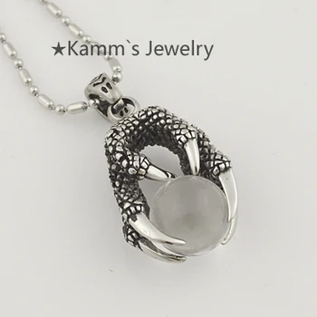 

AMUMIU Dragon Claw Gaultheria Glass Stainless Steel Link Chain Pendant Necklace Fashion Gift Wholesale KP109